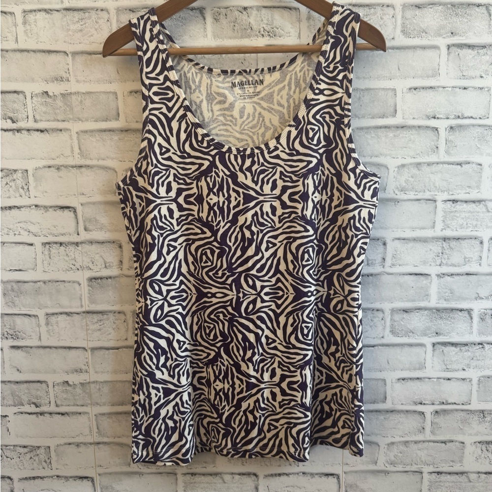 Women’s MAGELLAN purple and white printed loose fit casual tank top XL